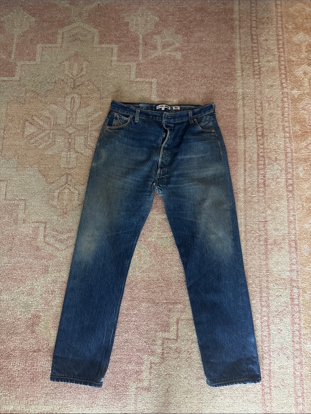 Re/Done Vintage-Inspired Dark Blue Straight Jeans